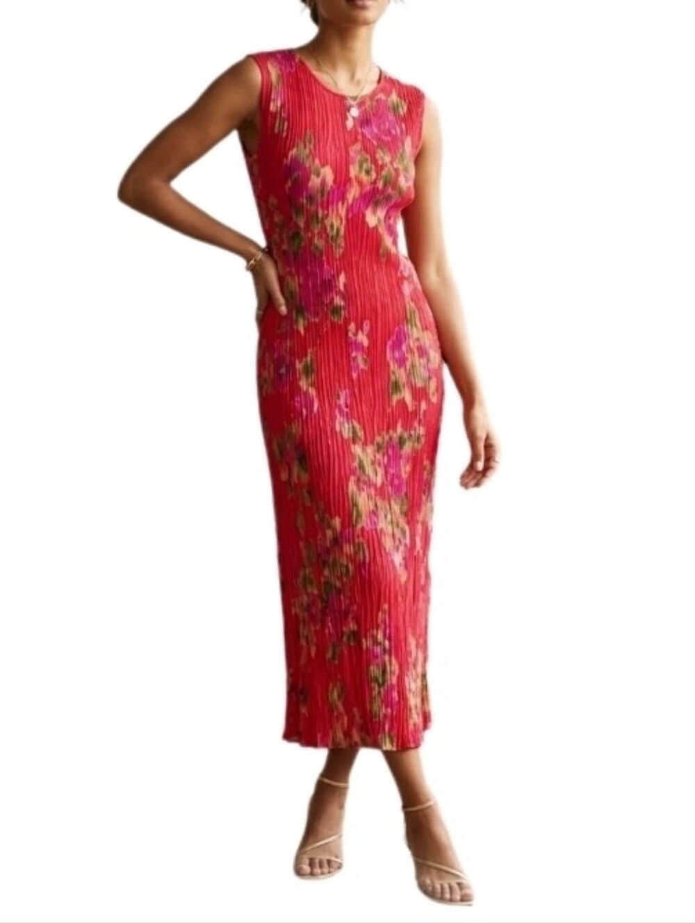 American Angel Dress Midi Tie Back Sleeveless Red Size S Small